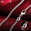 AGLOVER  925 Sterling Silver 16/18/20/22/24/26/28/30 Inch 2mm Side Chain Necklace For Woman Man  Charm Jewelry Gift