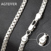 AGTEFFER 925 Sterling Silver Set, 2 Pieces Of 6mm, Bracelet Necklace, Men's And Women's  Jewelry, Chain, Wedding Gifts