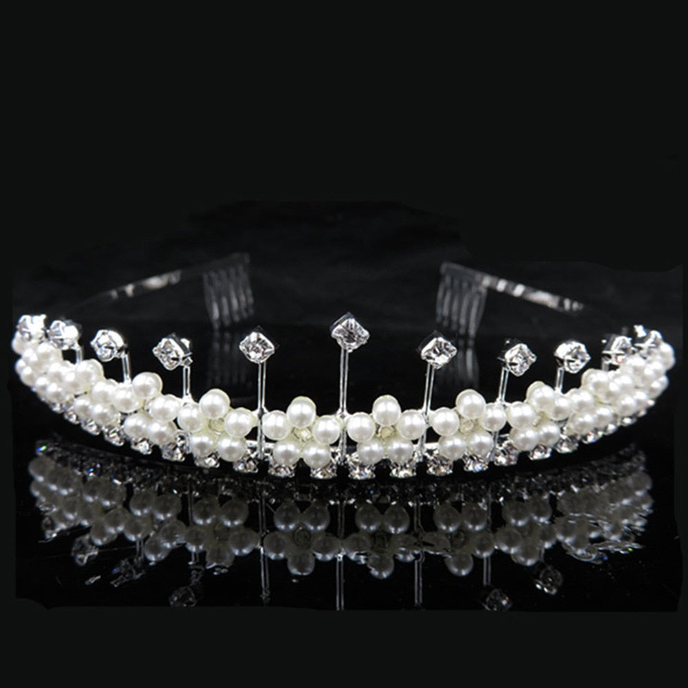 AINAMEISI Princess Crown Bride Tiaras Hair Comb Ornaments Jewelry Headband Crystal Pearl Wedding Crown Hairband Women Headwear