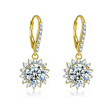 10K Solid Yellow Gold Drop Earring 4ct Round Cut Dark Green Color SONA Diamond Women Jewelry Gifts Click Back Earring