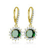 10K Solid Yellow Gold Drop Earring 4ct Round Cut Dark Green Color SONA Diamond Women Jewelry Gifts Click Back Earring