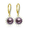 10K Solid Yellow Gold Drop Earring White Pink Purple Pearls Drop Earring Click Back Earring Women Jewelry