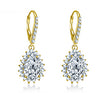 10K Solid Yellow Gold Drop Earring Women Fine Jewelry 6 Carat Pear Cut Purple Color Droplet Earring Click Back Earring