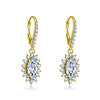 10K Solid Yellow Gold Drop Earring Women Jewelry Gifts 2 Carat Marquise Cut Blue Color SONA Diamond Click Back Earring