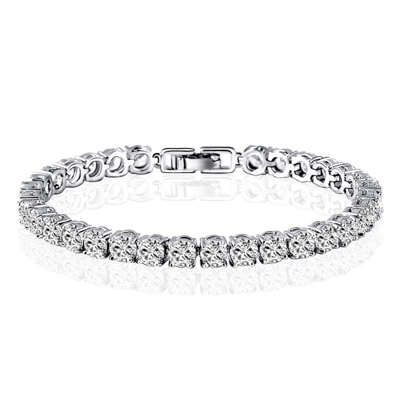 10K White Gold Bracelets Charm Cubic Zirconia Bracelet Simulated Diamond Jewelry Chain Link Bracelet Engagement Wedding