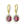10K Yellow Gold Drop Earring 4ct Oval Cut Red Color SONA Diamond Click Back Earring Pierced Earring Jewelry for Women