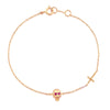 18K Real Pure Gold Skull Skeleton Bracelet Natural Ruby Eyes Jesus Christian Cross Rock Bracelet Link Chain Bracelet