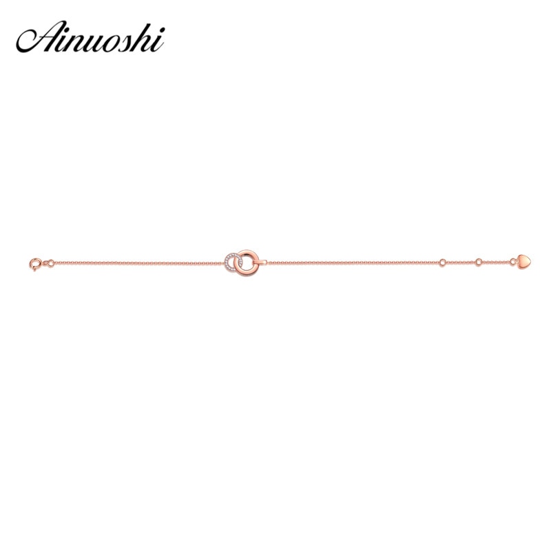 18K Rose Gold Fashion Women's Bracelet Diamond Round Lady Engagement Bracelet Jewelry Gifts