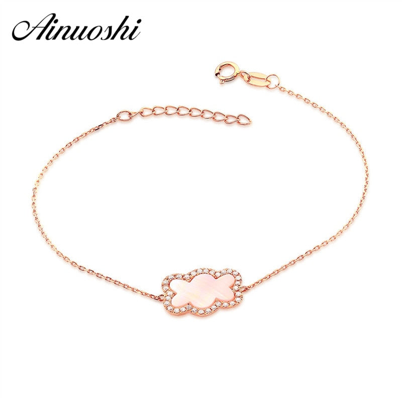 18K Rose Gold Pop Women's Bracelet Pink Fritillary Mini Cloud Bracelet Fashion Jewelry Birthd Gift