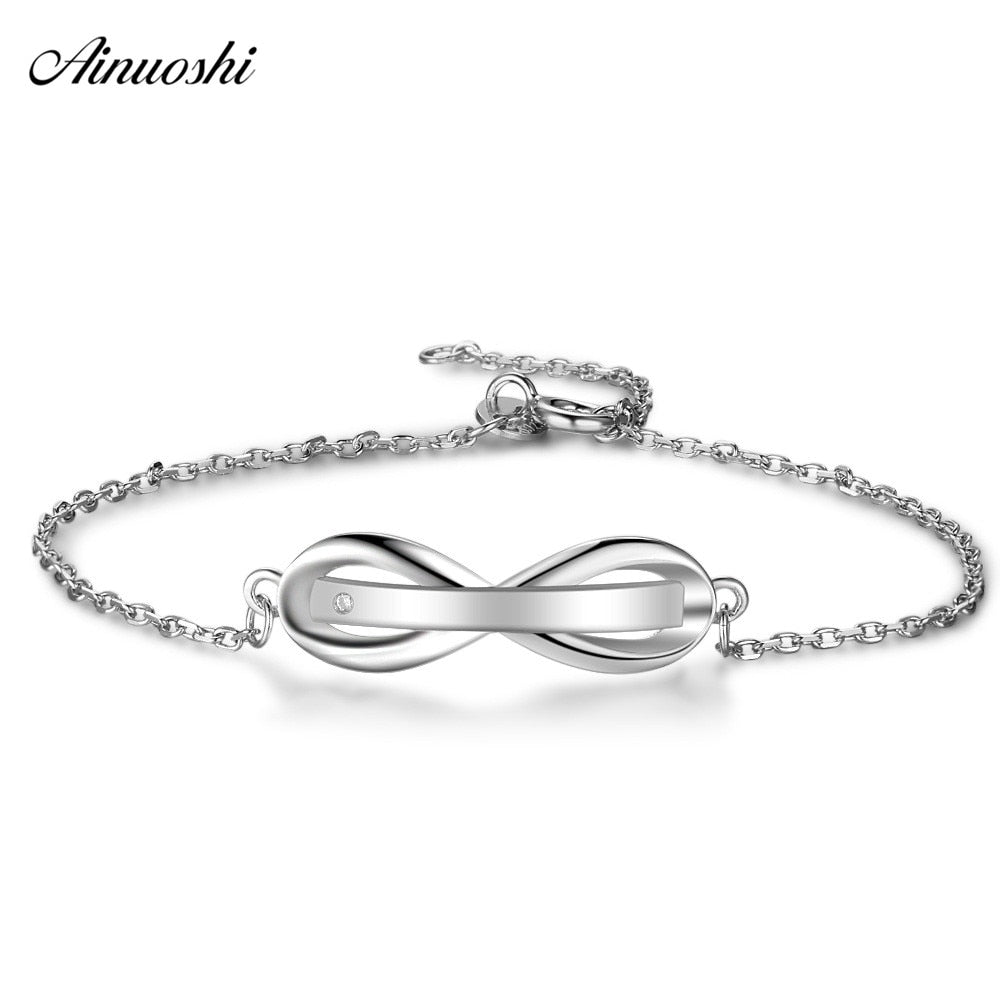 Genuine 925 Silver Bowknot Bracelet Elegant Lady Chain Link Bracelet Anniversary Birthd Party Accessory Jewelry Gifts