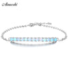 Genuine 925 Silver Opal Chain Link Bracelet Single Row Blue Fire Opal Bracelet Anniversary Birthd Party Jewelry Gifts