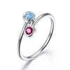 Natural Blue Topaz Ring 1ct Round Cut Gems Engagement Wedding Anniversary Jewelry Pure 925 Silver Rose Gold Color Ring