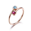 Natural Blue Topaz Ring 1ct Round Cut Gems Engagement Wedding Anniversary Jewelry Pure 925 Silver Rose Gold Color Ring