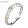 Pure 925 Silver Colorful Ring White Fire Opal Ring Generous Engagement Wedding Bridal Band Trendy Jewelry Lovers Gifts