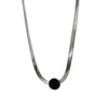 ALLNEWME Stylish Black Color Round Coin Pendant Necklace for Women Chunky Wide Snake Chain Chokers Necklaces Accessories