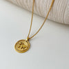 ALLNEWME Unique Design World Map Pendant Necklace Exquisite Golden Irregular Coin Necklaces for Women Stainless Steel Jewelry