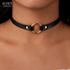ALYXUY 2PCS/Set Jewelry Black Gold Silver Leather Round Choker Simple Temperament Necklace For Women Girls Gift