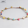 AMIU Handmade Wax Thread Woven Boho Choker Necklace Vintage Bead Flower Choker Bohemian Necklace