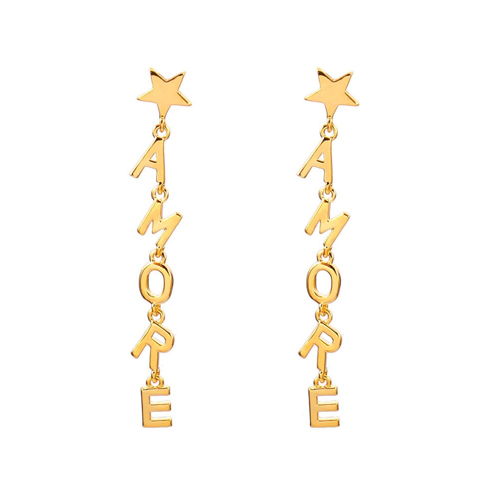 AMORE Letters Earrings for Women Gold Silver Color Long Drop Earrings 2022 Trend Jewelry Accessories Gift 11.11