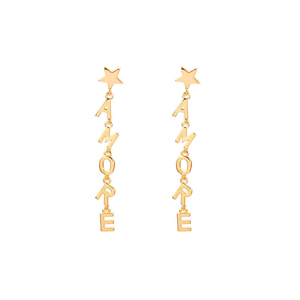 AMORE Letters Earrings for Women Gold Silver Color Long Drop Earrings 2022 Trend Jewelry Accessories Gift 11.11