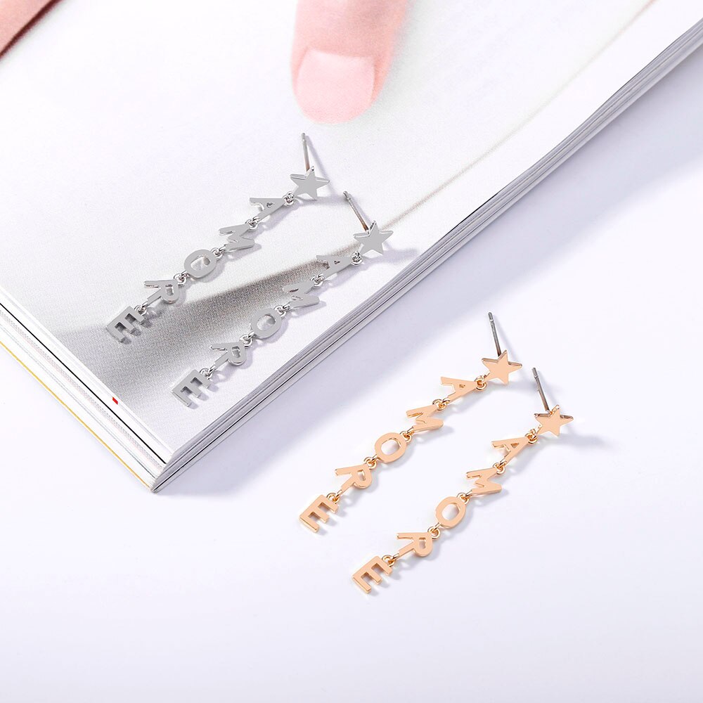 AMORE Letters Earrings for Women Gold Silver Color Long Drop Earrings 2022 Trend Jewelry Accessories Gift 11.11