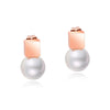 2020 Cute Simulated Pearl Rose Gold Color 316L Stainless Steel Stud Earrings for Women Men Studs Female Earring