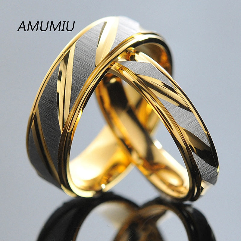 Stainless Steel Couples Rings for Men Women Gold Wedding Bands Engagement Anniversary Lovers his and hers promise KR005