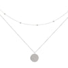 ANENJERY 925 Sterling Silver Double Layer Round Disc Necklace Gold Bead Chain Charm Necklace For Women S-N574