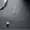ANENJERY 925 Sterling Silver Jewelry Simple   10mm Pearl Chain Necklace kolye collares bijoux femme S-N55