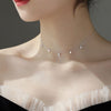 ANENJERY 925 Sterling Silver Star Tassel Choker Necklace For Women Clavicle Chain Zircon  Waterdrop Necklace S-N714