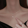ANENJERY 925 Sterling Silver Water Drop Zircon Necklaces for Women Retro Exquisite Chain Light  French Jewelry
