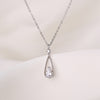 ANENJERY 925 Sterling Silver Water Drop Zircon Necklaces for Women Retro Exquisite Chain Light  French Jewelry