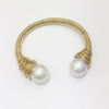 ANI 14K Roll Yellow Gold Pearl Handmade Bracelet Natural Pearl Jewelry Fashion Vintage White Pearl Bracelet for Women