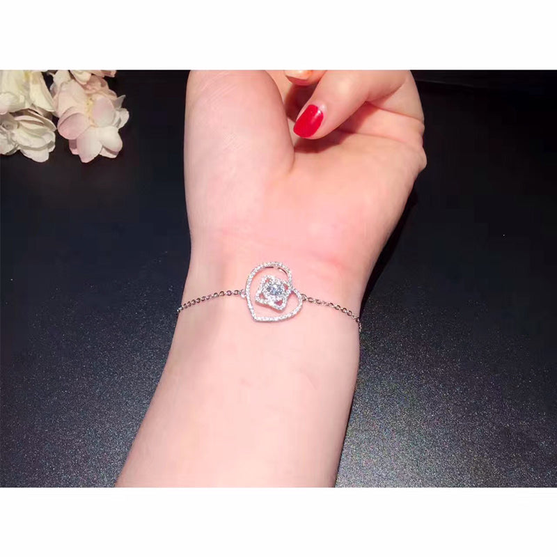 ANI 18K White Gold (AU750) Bracelet Certified 0.502 Carat I/SI Natural Real Diamond Jewelry for Women Romantic Proposal Bracelet