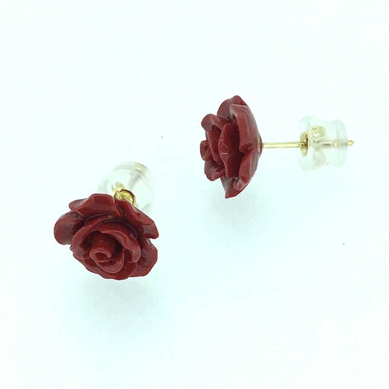 ANI 18K Yellow Gold (AU750) Women Stud Earrings Natural Color Coral Flowers Fashion Female Engagement Gold Earrings brinco