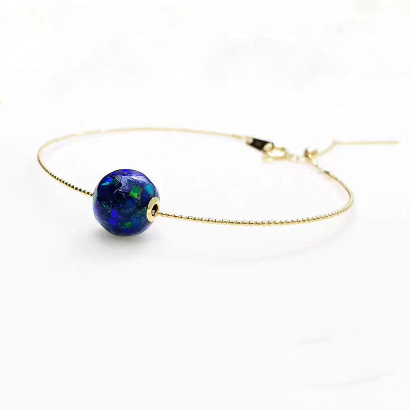 ANI 18K Yellow Gold Fahshion Women Bracelet Natural Opal Fine Color Gemstone Jewelry for Women Romantic Engagement Bracelet Gift