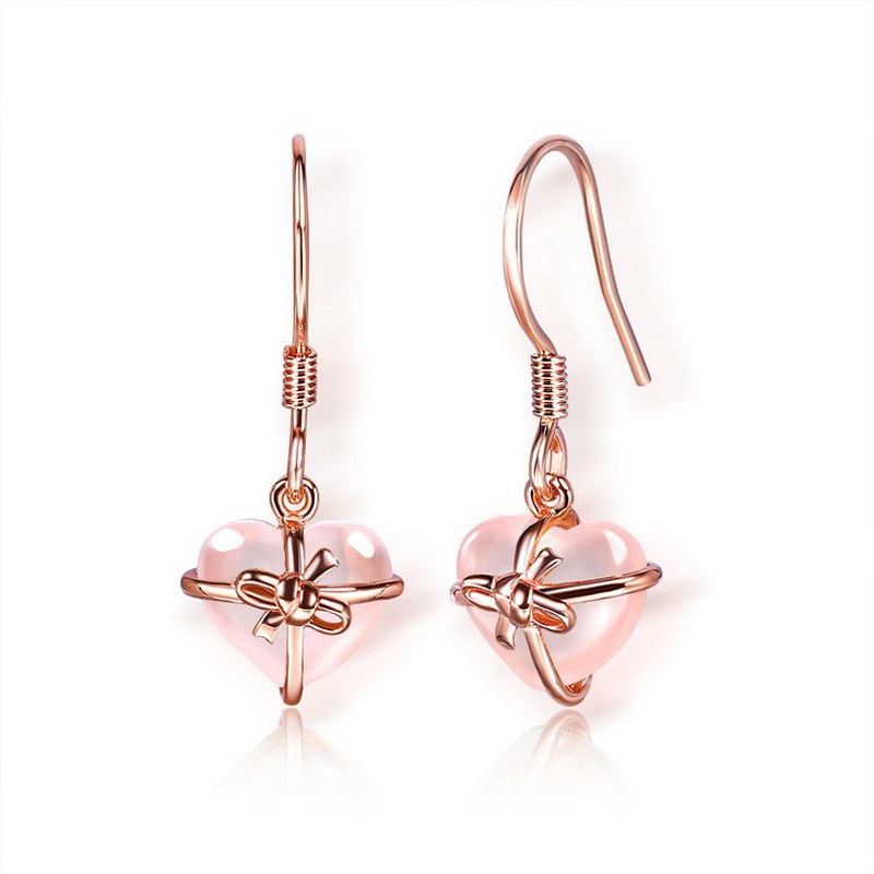 ANI 925 Sterling Silver Women Natural Rose Quartz Drop Earrings Lemon Crystal Color Gemstone Jewelry Fashion Dangle Earrings