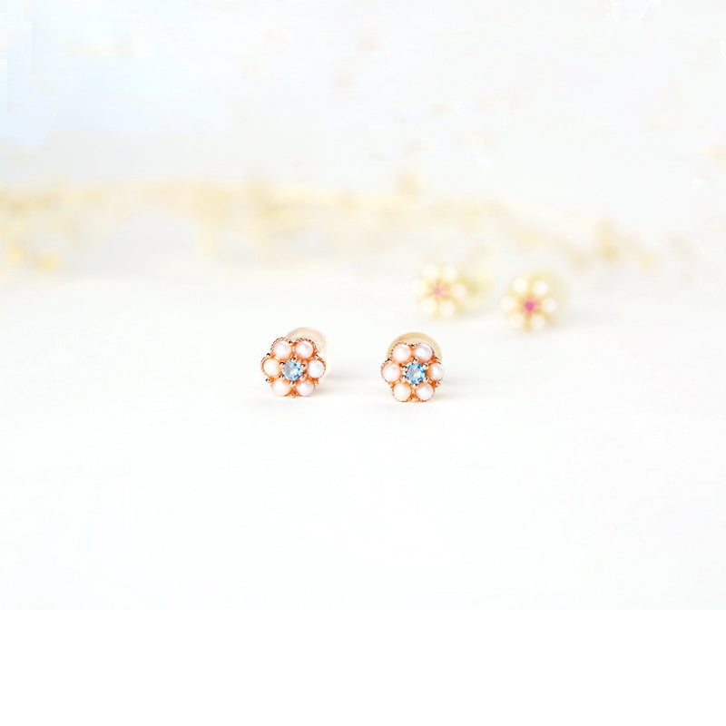 ANI 925 Sterling Silver Women Topaz Earrings Natural Color Gemstone Jewelry Pink Tourmaline Lady Stud Earrings Birthd Gift