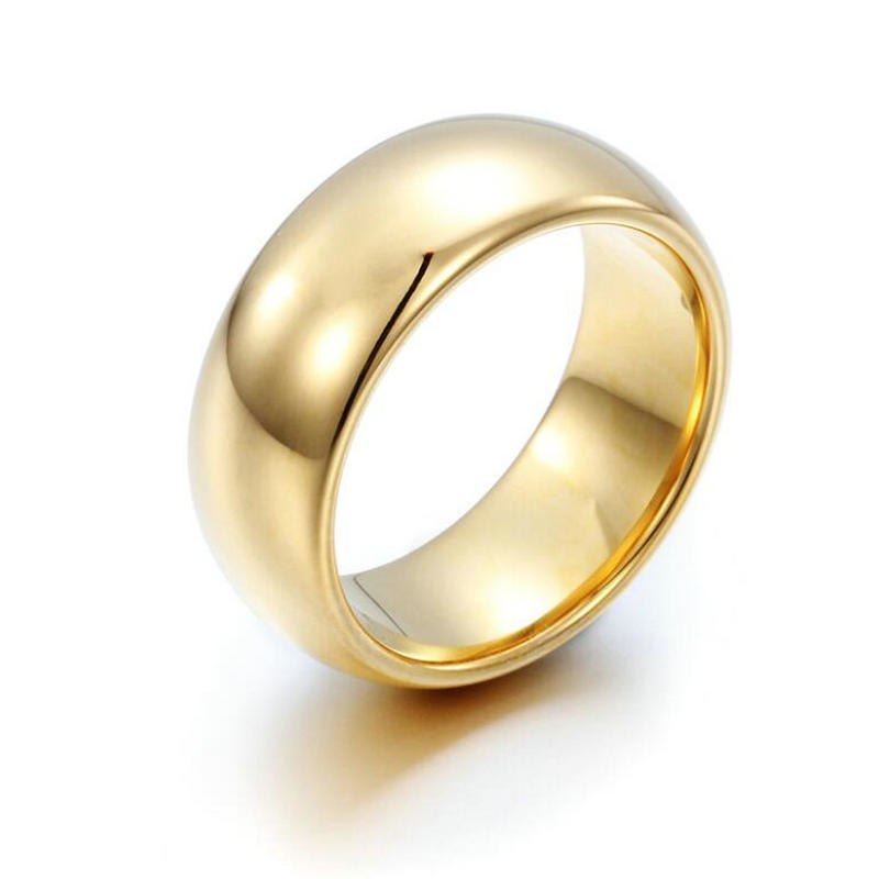 Stainless Steel Gold Anti-allergy Smooth Simple Wedding Couples Rings Bijouterie for Man or Woman Gift