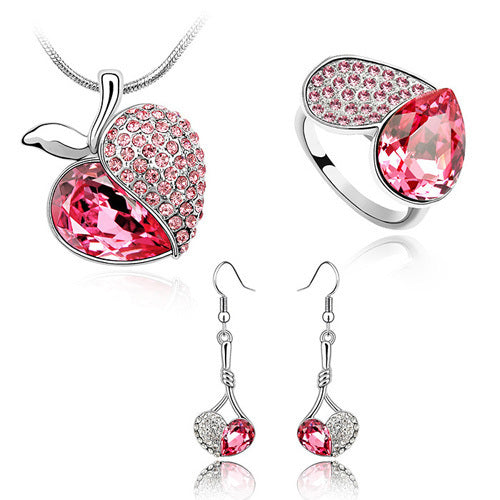 Limited rhodium plated Fashion Big For Apple Shining Luxury Austria Crystal Jewelry Set Crystals from Austria #83766