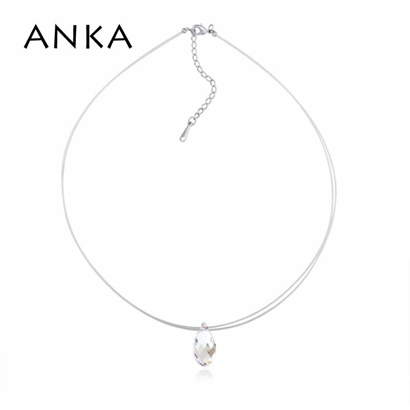 ANKA water drop crystal pendant nylon chain necklace transparent no allergic pendant jewelry with Crystal from Austria #122450