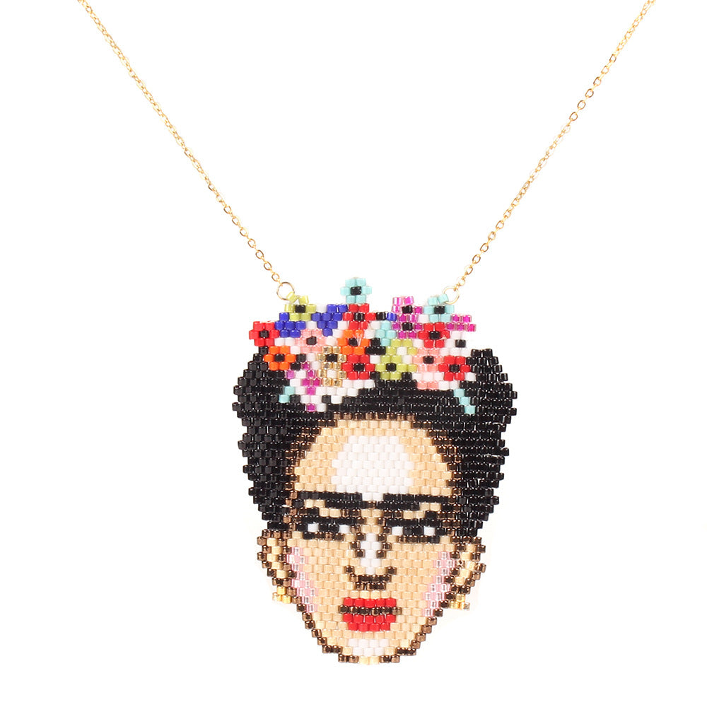 ANL018-1-Limited-Eddition-Mexico-Frida-Women-Head-Figure-MIYUKI-Seed-Beads-Necklace-Gold-Chain-Choker