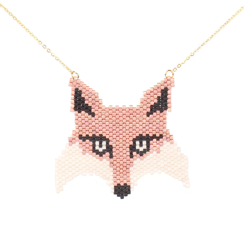 ANL019-1-Limited-Eddition-Fox-Animal-Head-MIYUKI-Seed-Beads-Stainless-Steel-Gold-Chain-Choker-Necklace