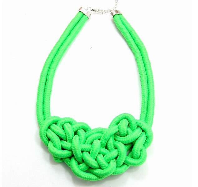 ANL0191(1), 16 Colors Statement Neon Thick Ropes Knitted Chunky Knot Necklace