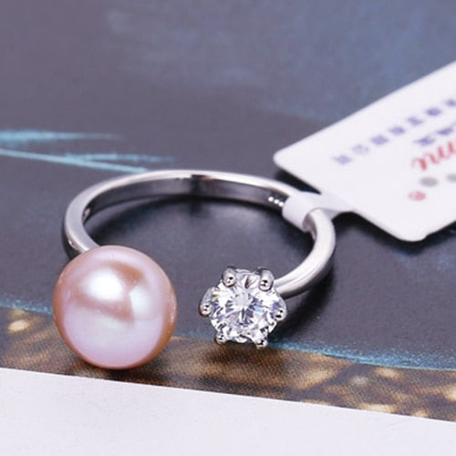 ANNA LIVE SHOW $1 Purple Ring 8-9mm Cultured Pearl Ring Trendy Style Cute Jewelry Simple elegant Pearl Jewelry