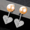 Luxury Love Heart Real Pure 925 Sterling Silver Jewelry 8-9mm Freshwater Natural Pearl Earrings Fashion Women Favourites