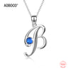Best Letter B Pendant Necklace & Chain Blue Crystal Alphabet Choker Fine Jewelry For Women Girl Gift