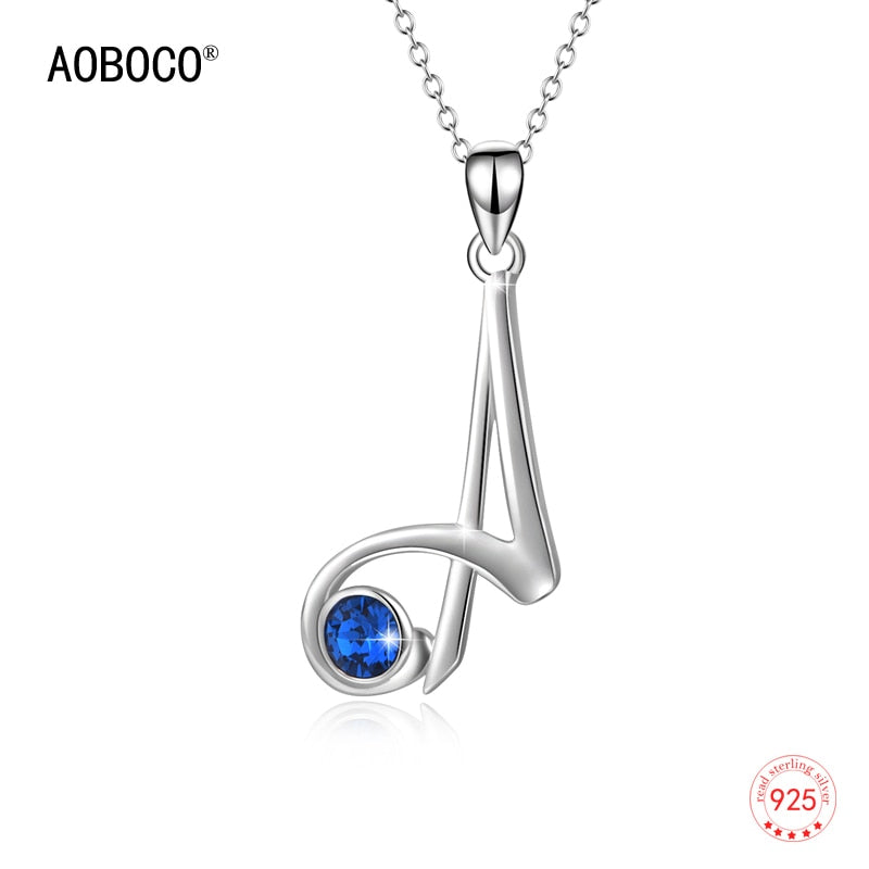 Elegant Letter A Pendant Necklace & Chain Blue Crystal Alphabet Choker Fine Jewelry For Women Girl Gift