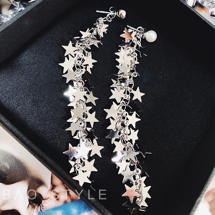 2020 New Design Asymmetric Metal Gold Star Earring For Women Bijoux Pentagram Tassel Long Drop Earrings Party New Year Gift