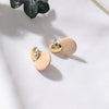 2020 New Simple Vintage Gold Metal Round Circle Wooden Button Drop Earrings For Women Girl Bijoux Fashion Jewelry Wholesale